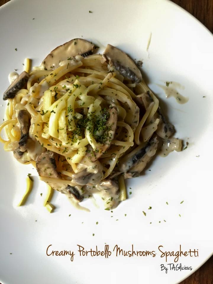 TAGlicious Creamy Portobello Mushroom Spaghetti