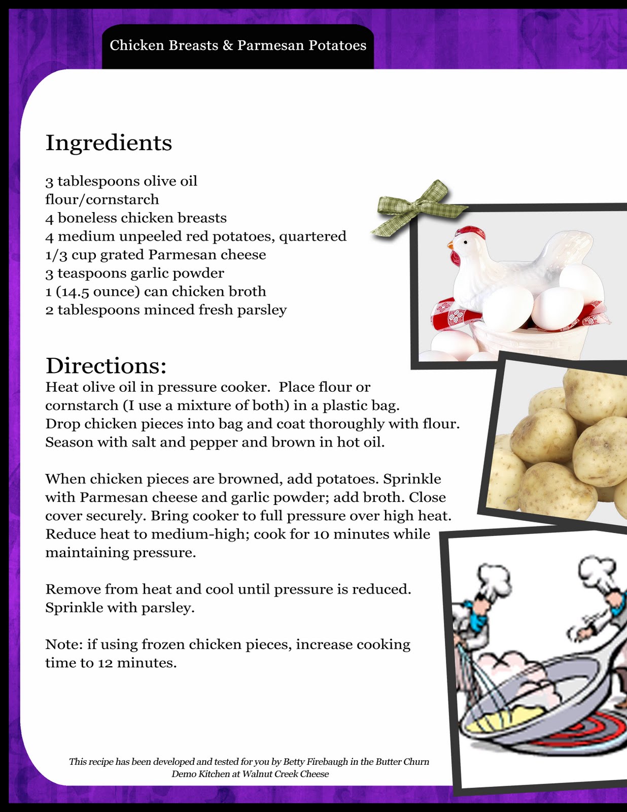 Bem's Kitchen Pressure Cooker Chicken Breasts and Parmesan Potatoes