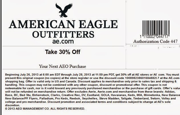 Coupons for American Eagle Outfitters 2014