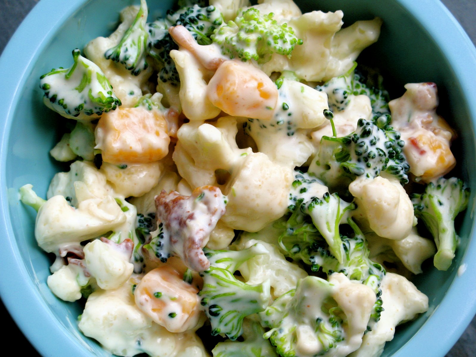 White Family Recipes Cheddar Bacon Broccoli Cauliflower Salad