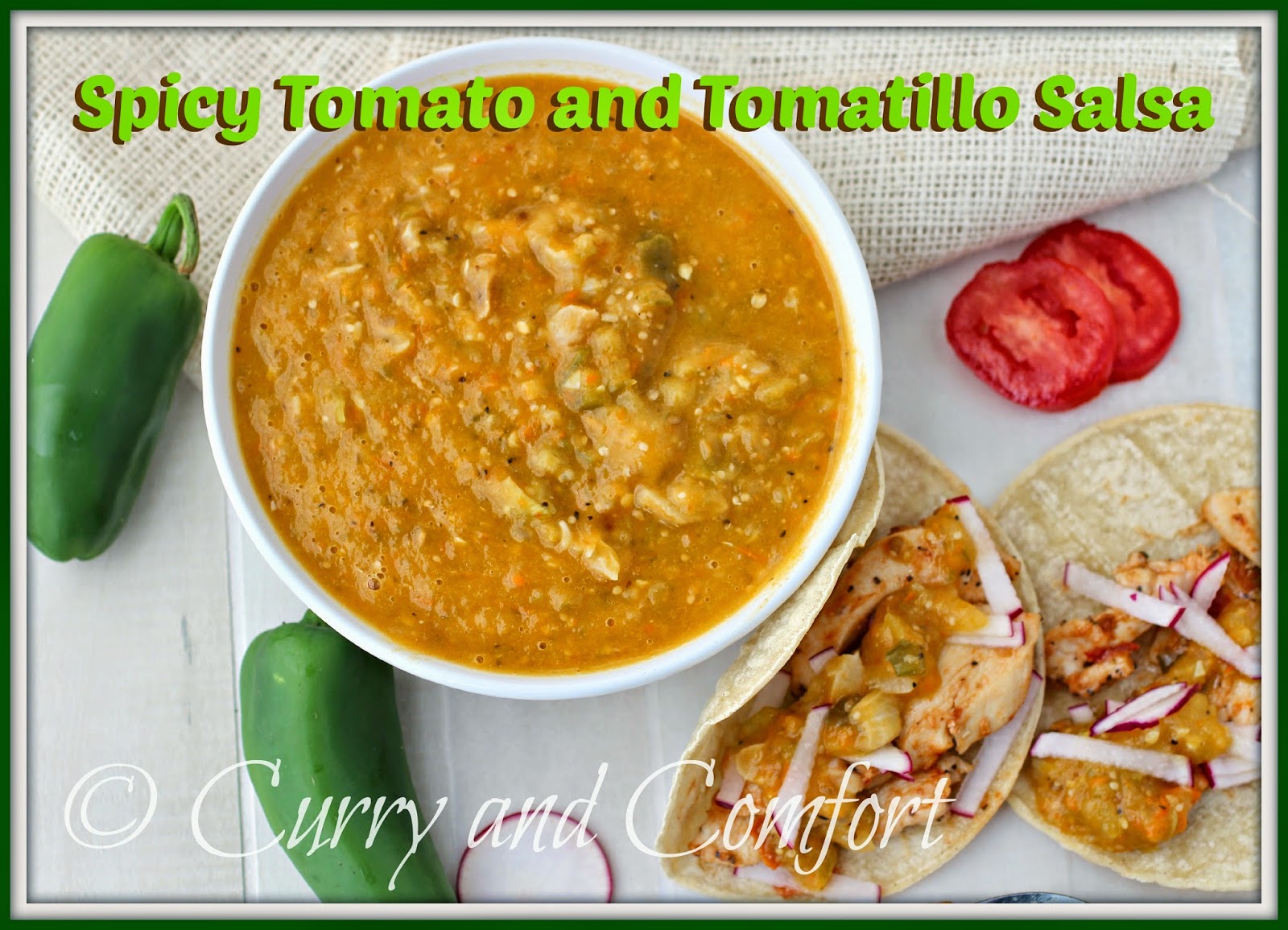Kitchen Simmer Spicy Roasted Tomatillo and Tomato Salsa