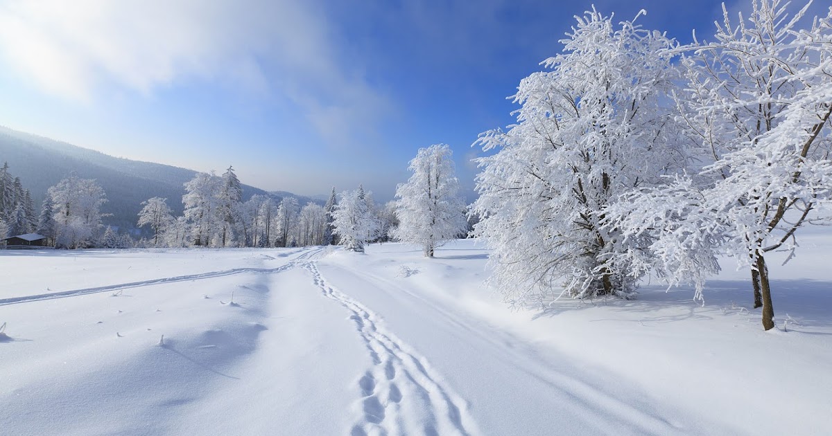 Winter landschap met laag sneeuw Mooie Leuke Achtergronden Voor Je