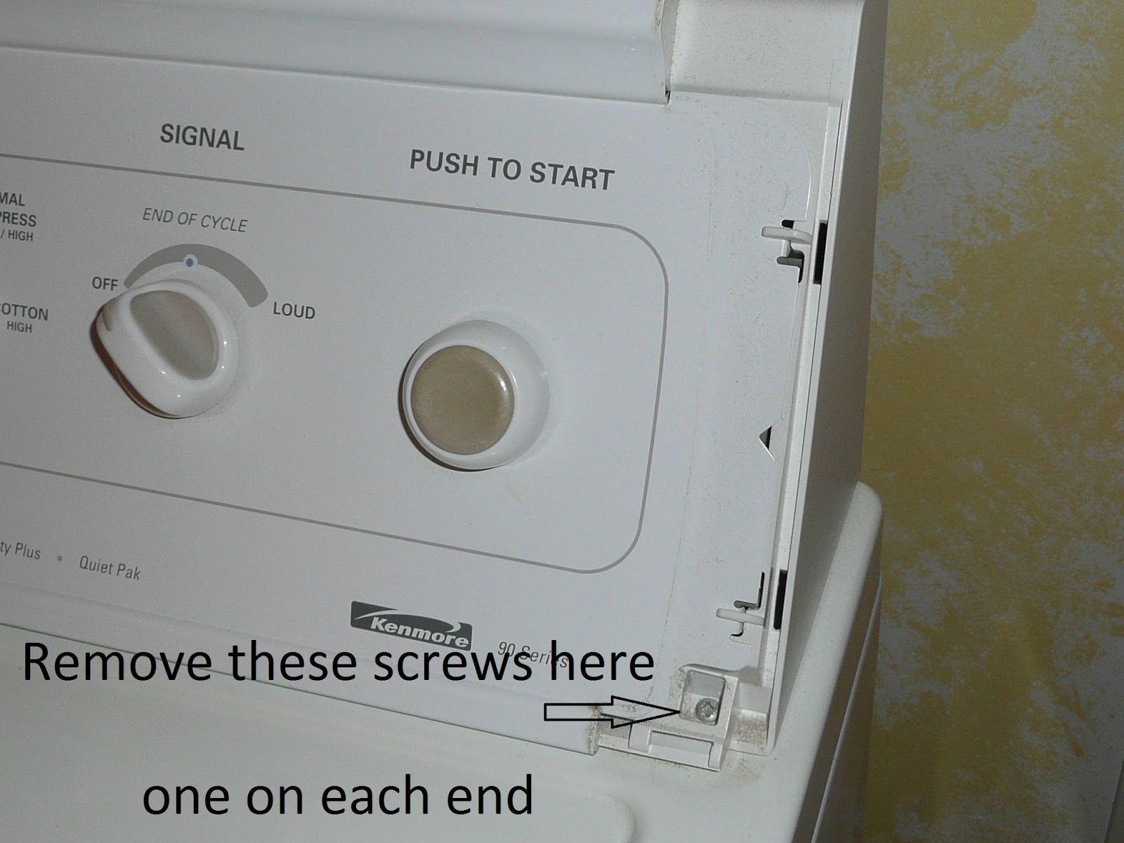 How do you remove the back of a Kenmore Series 90 dryer?