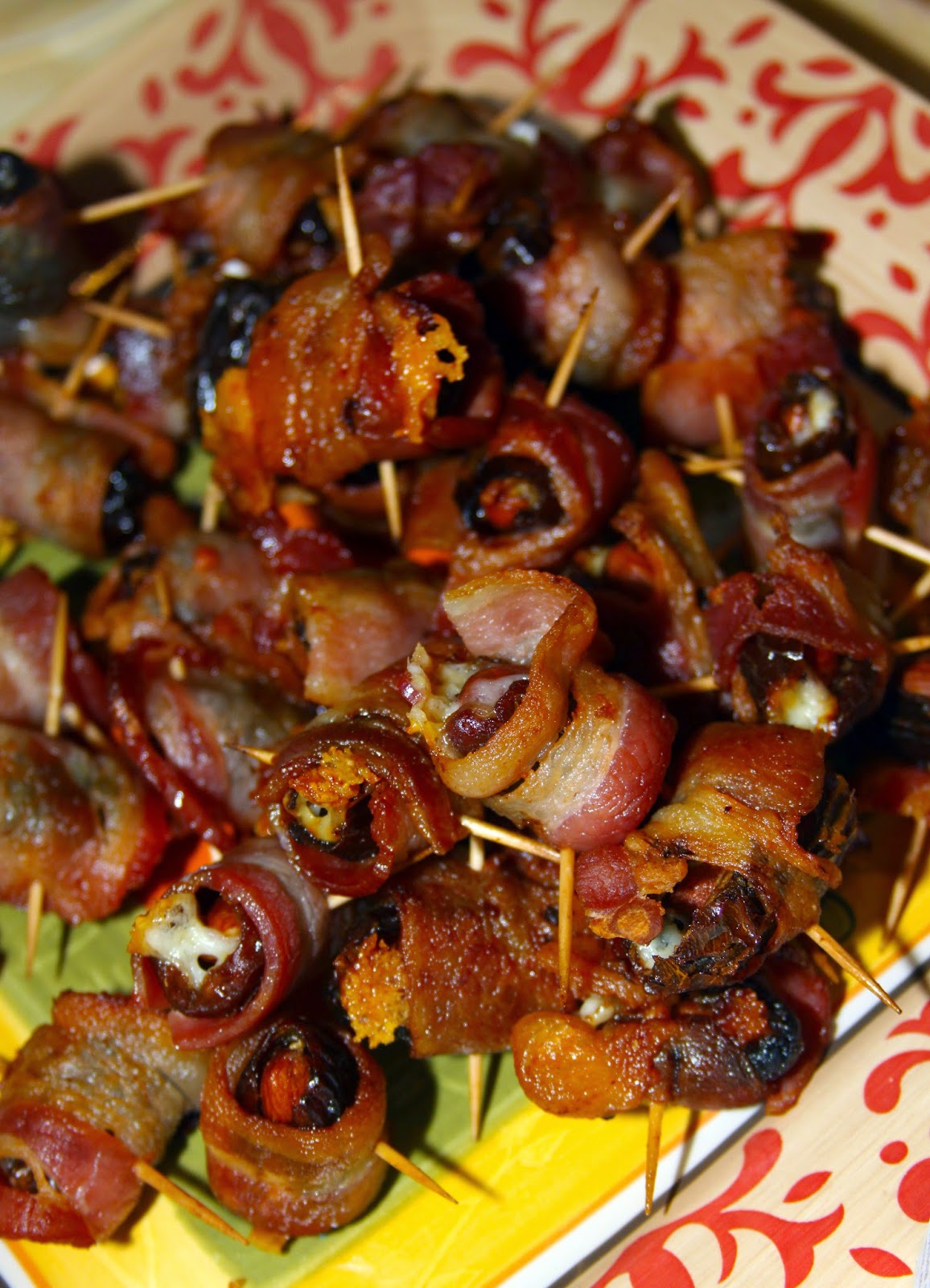 For the Love of Food Bacon Wrapped Havarti Cheese and Almond Stuffed Dates