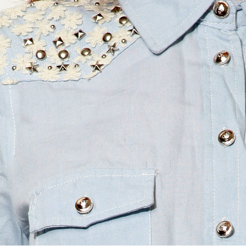 Studded Lace Denim Shirt