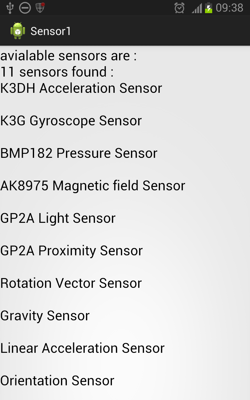 Sensors NEXT GENERATION ANDROID