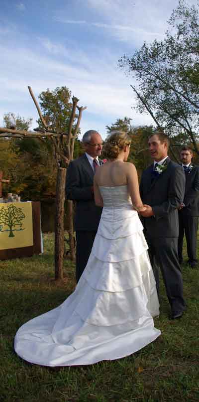 Her wedding was at 500 pm outside down on the banks of the French Broad 