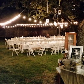 www.TheOtherEndOfTheCandle.com Rustic Vintage Backyard Wedding Reception