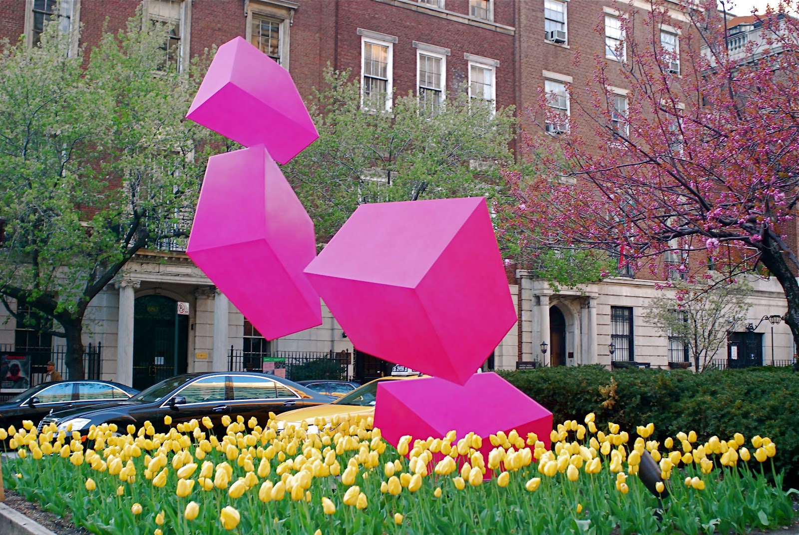 NYC ♥ NYC Yellow Tulips Enhance Rafael Barrios Sculptures on Park Avenue