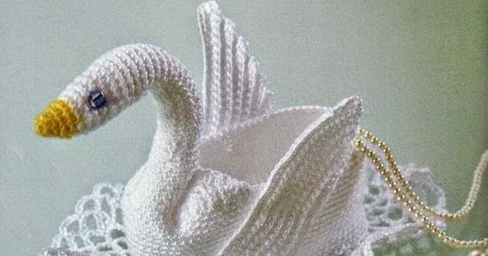 Cisne alhajero con base carpeta - con diagramas | Crochet y Dos agujas