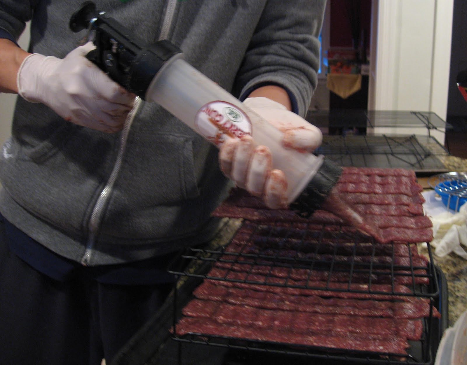 passionate caterer making homemade deer/venison jerky