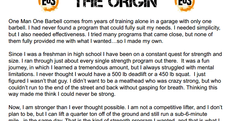 One Man One Barbell Pdf Workout