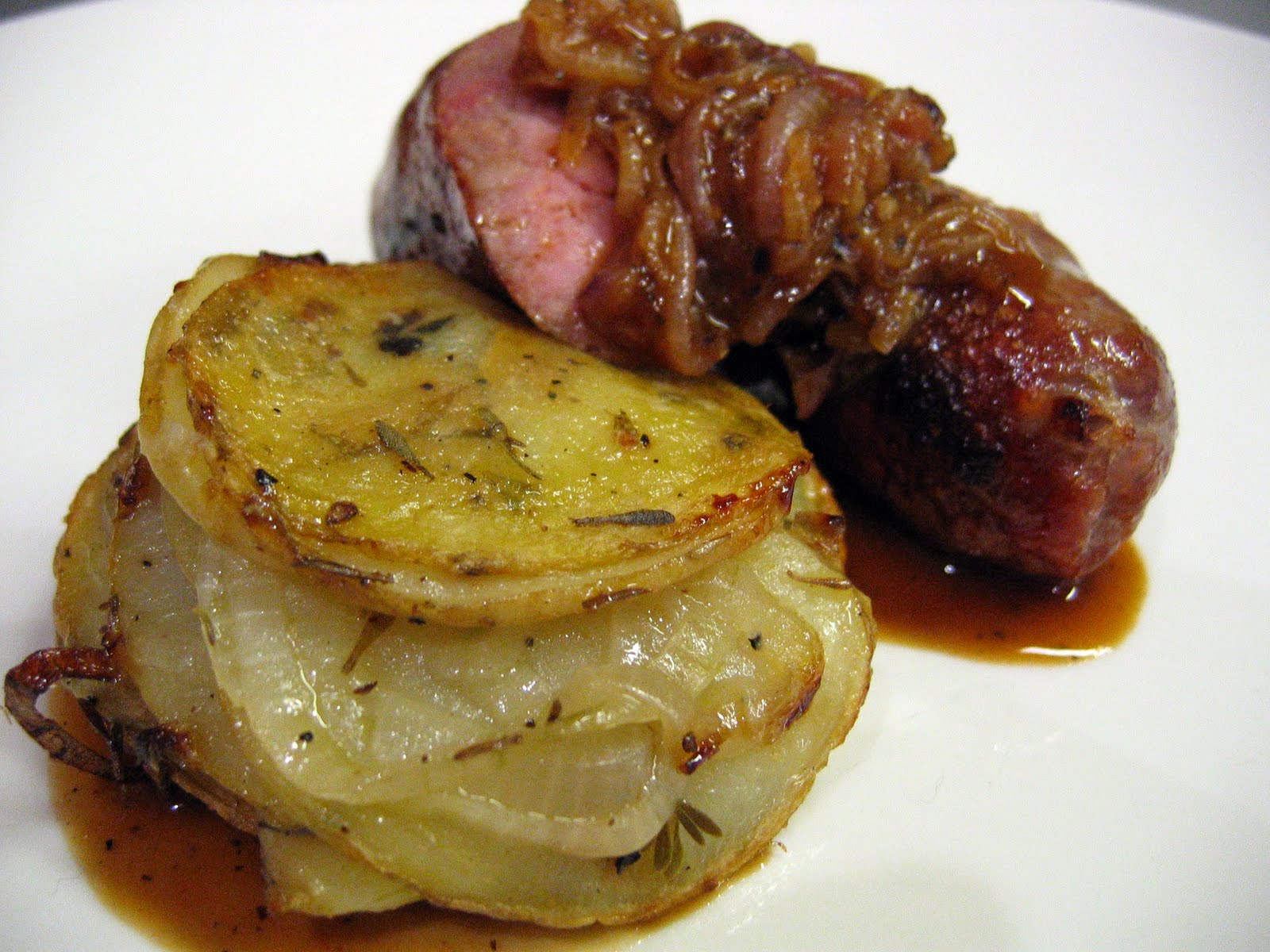 good food in a crap kitchen Potatoes and Beef Sausage