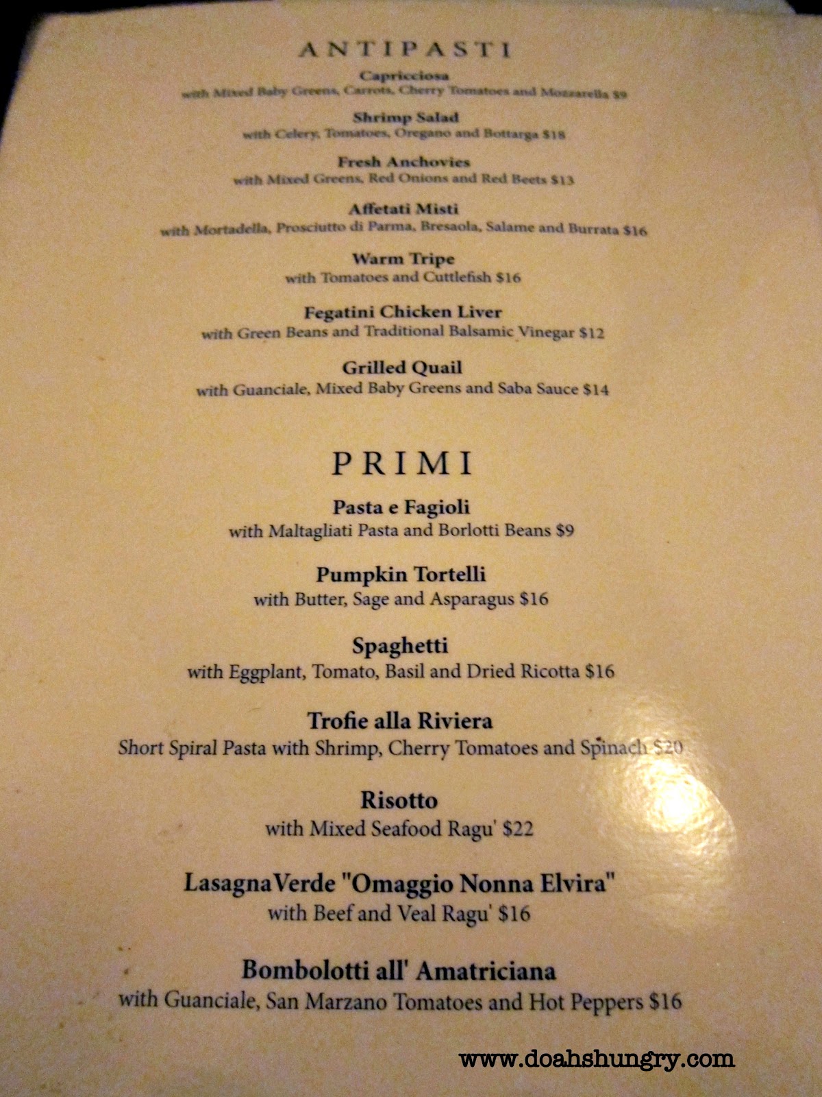 Doah's Hungry Angelini Osteria