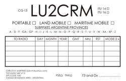 TARJETA QSL CARA POSTERIOR