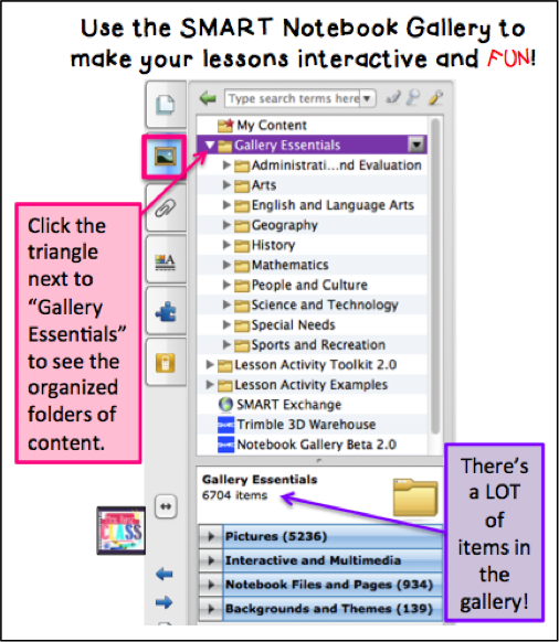 Mrs. Renz' Class SMART (Board) Tip Using the SMART Notebook Gallery