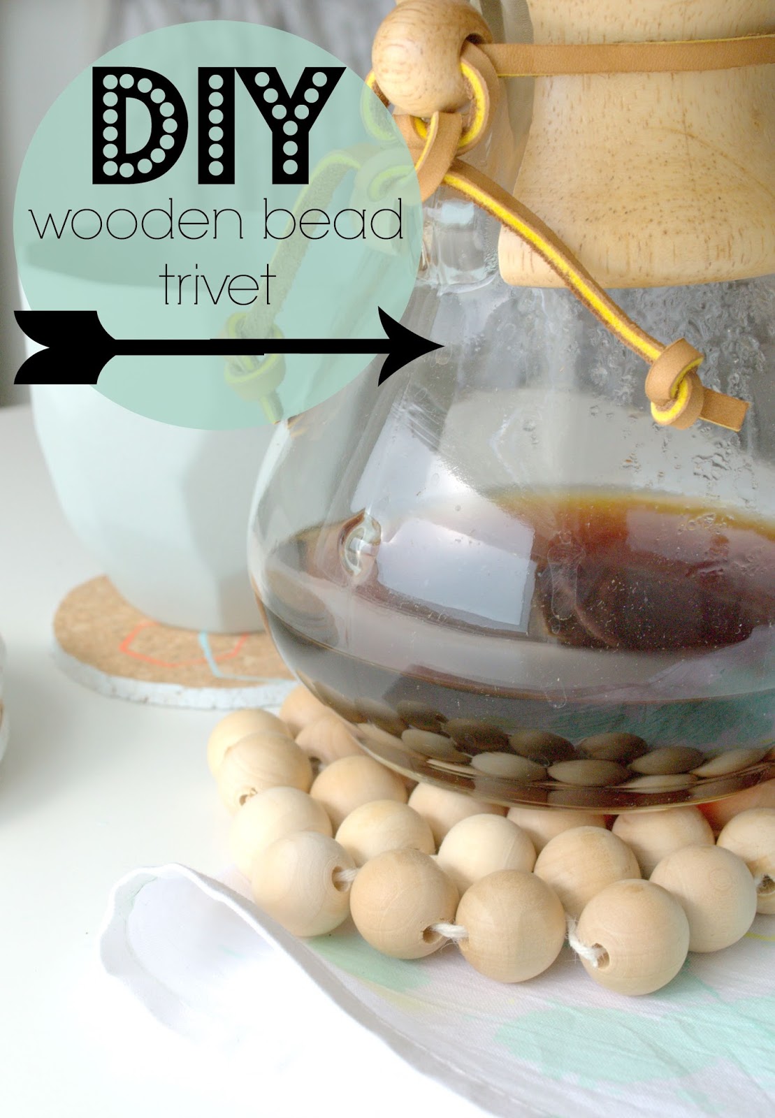 nostalgiecat Hexagonal wooden bead trivet....