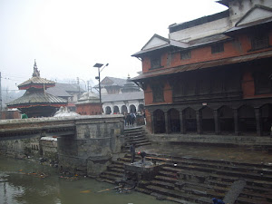 The "Cremation Ghats" of Pashupatinath temple complex.