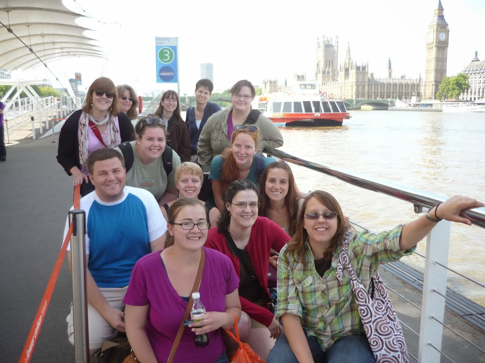 Students boarding Thames Clipper
