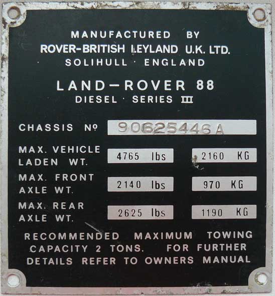 ReduTToras CHASSIS NUMBERING Identificar um Land Rover pelo VIN