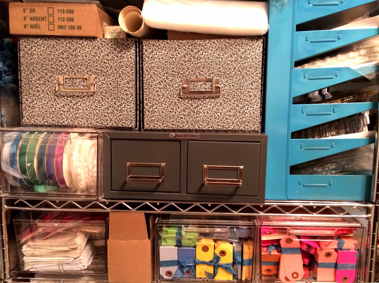 vintage office storage as craft room storage