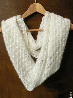 machine knitted mohair silk lacy cowl