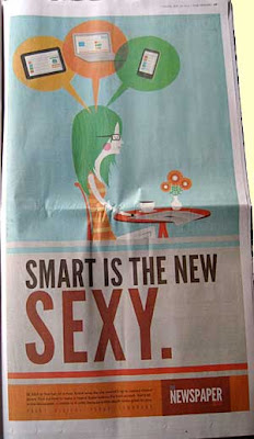 Full-page newspaper ad with graphic cartoony illustration, headling Smart is the new sexy
