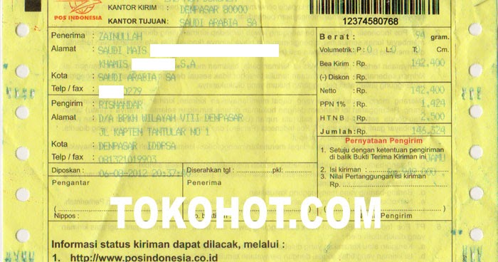 Nomor Bukti Resi Pengiriman Jne Dan Pos Resi Ems Pos Ke Saudi Arabia Foredi Ke Zainullah
