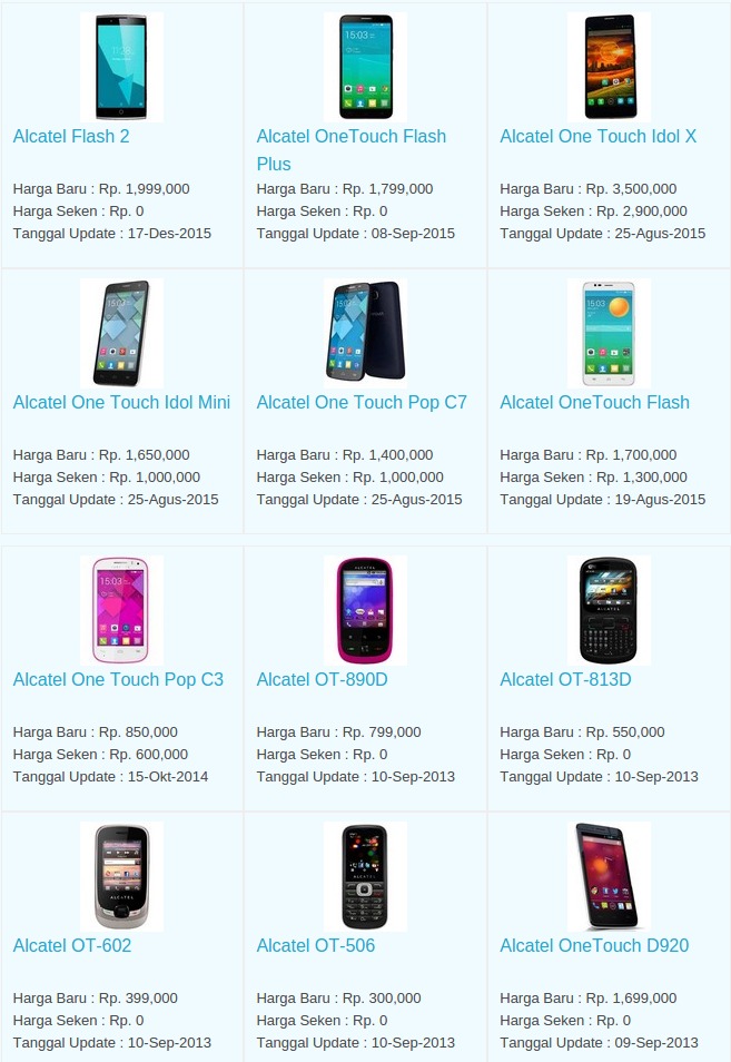 Daftar Harga Hp Alcatel Februari 2016 Daftar Harga Hp Alcatel Februari 2016