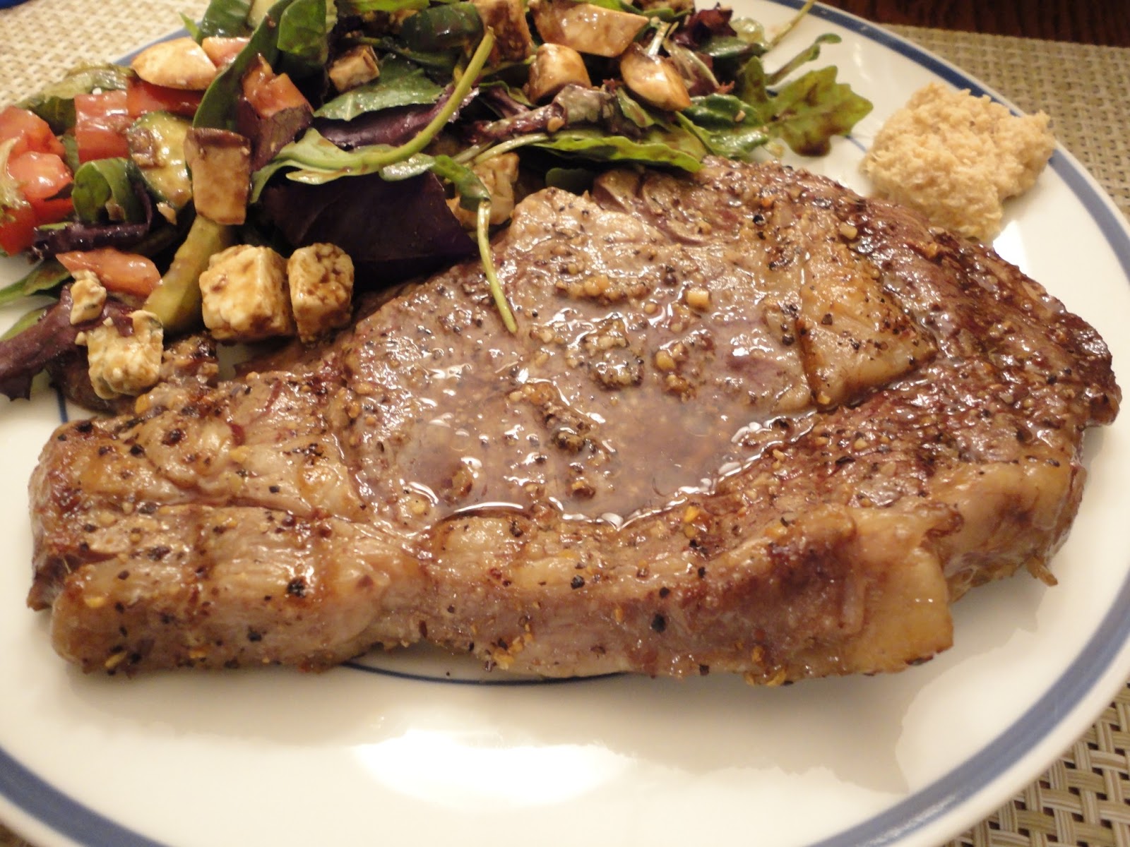Grilled Rib Eye Steaks Cauliflower Salad Healthy Pork Steaks Recipe