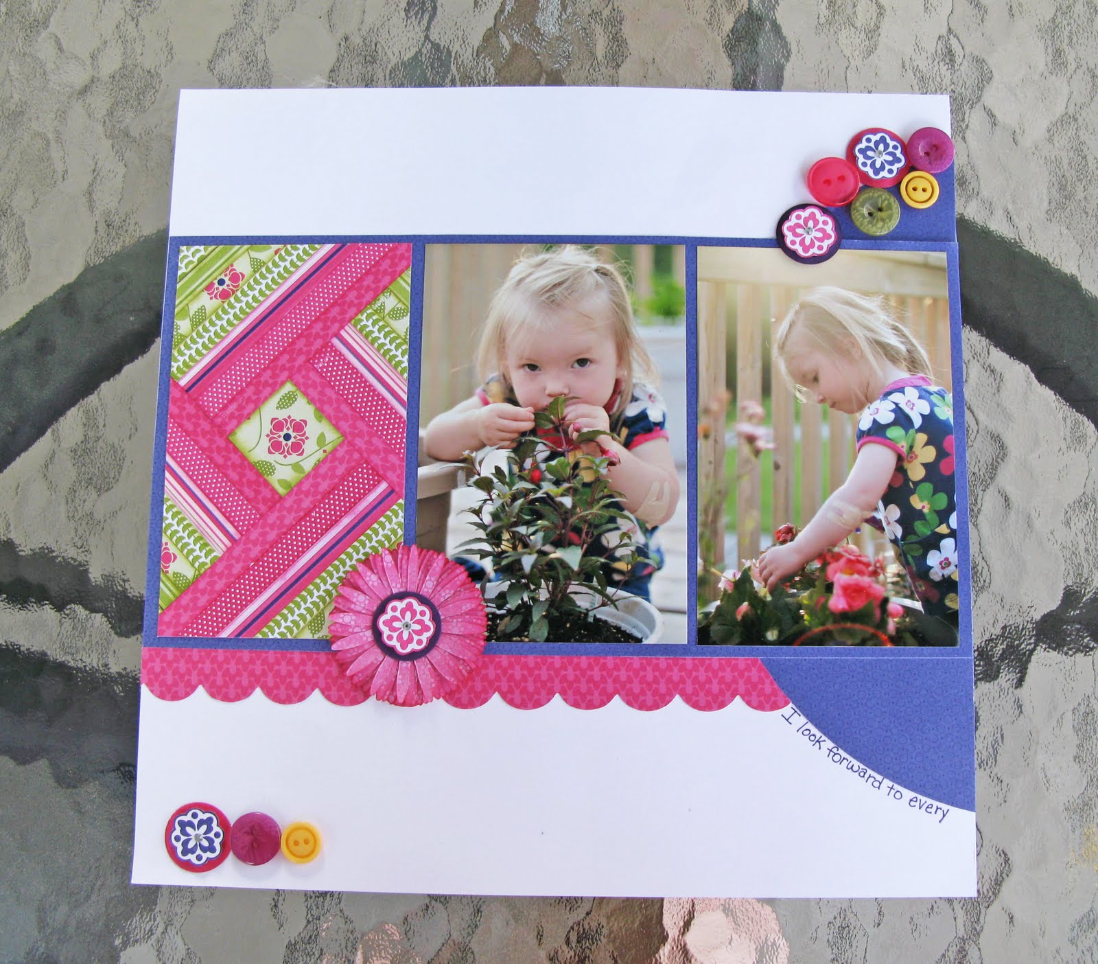 Turtle Creations Scrapbook Layout Quilting Technique with Cheerful Treat