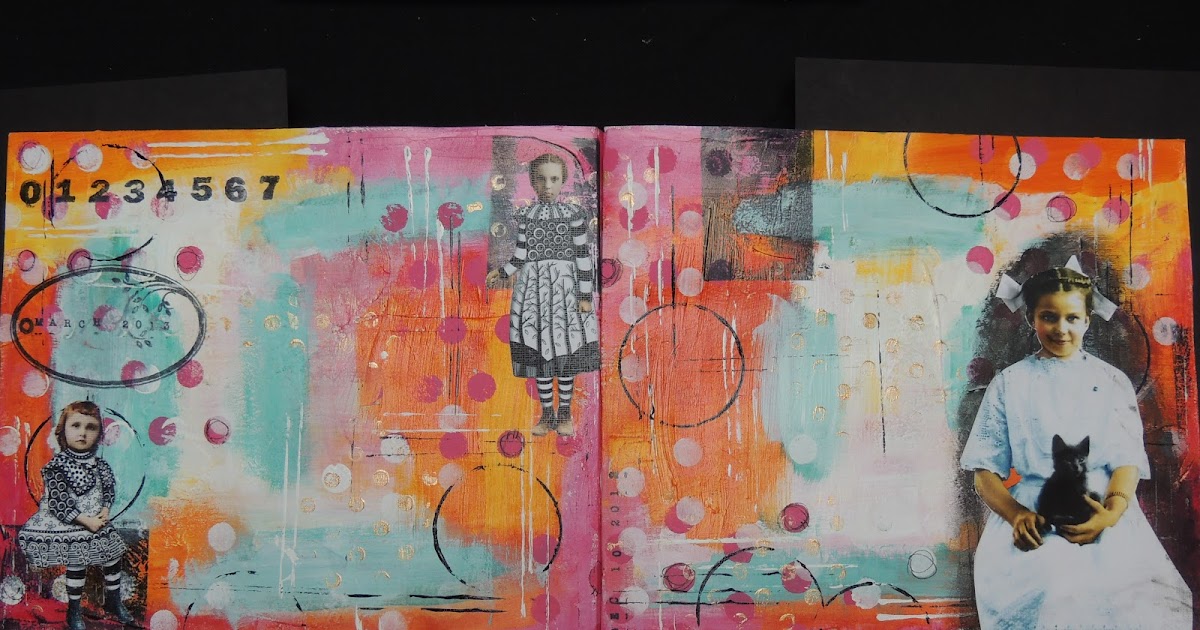 Bolton House Art Journal pages using acrylic paints