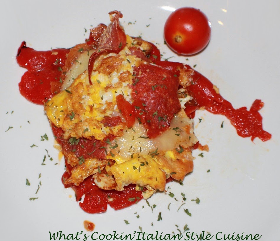 Roasted Peppers Pepperoni and Egg Recipe What's Cookin' Italian Style