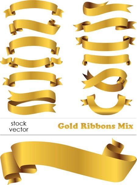 Best Vectors ClipArt: Gold Ribbons Vector Elegant and Modern Design 1Ai File Project