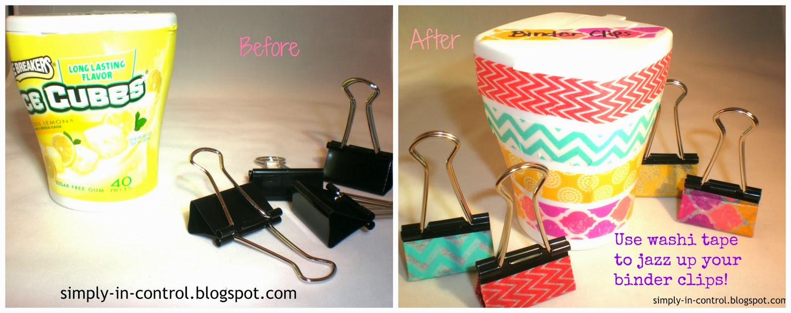 Simply In Control Using Washi Tape To Decorate Binder Clips Holder
