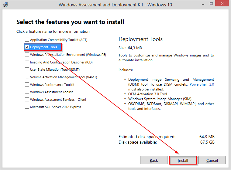 Windows Assessment and Deployment Kit Wizard. Only Deployment Tools is gonna be installed