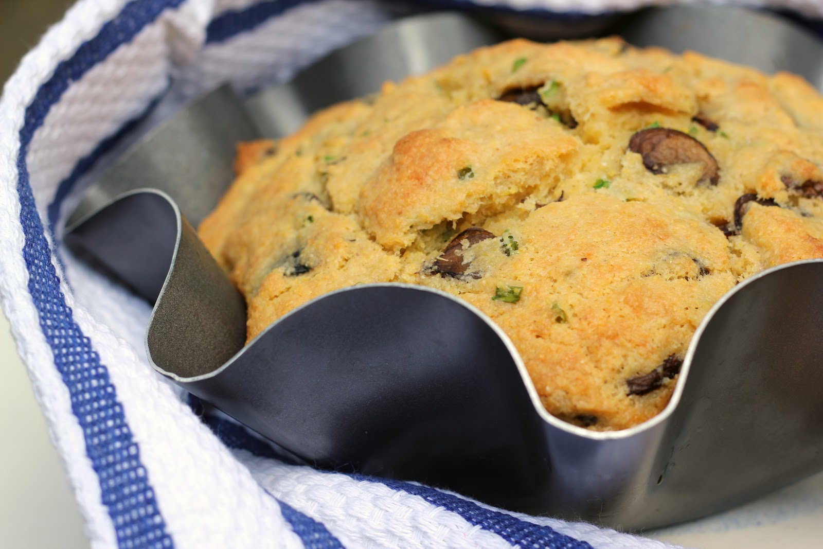 Blue Kale Road Chive and Mushroom Cornmeal Loaf
