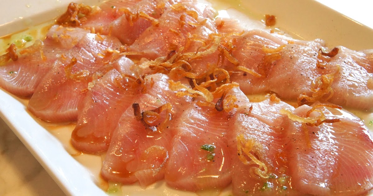 Hamachi Crudo with Scallion Oil, Soy Vinaigrette and Crispy Shallots