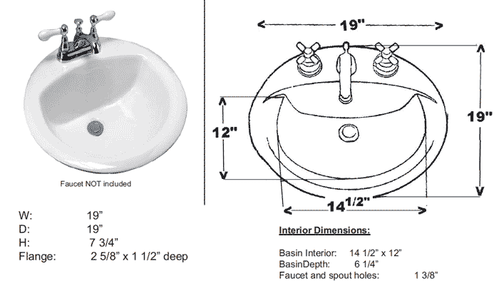 bathroom sink size chart