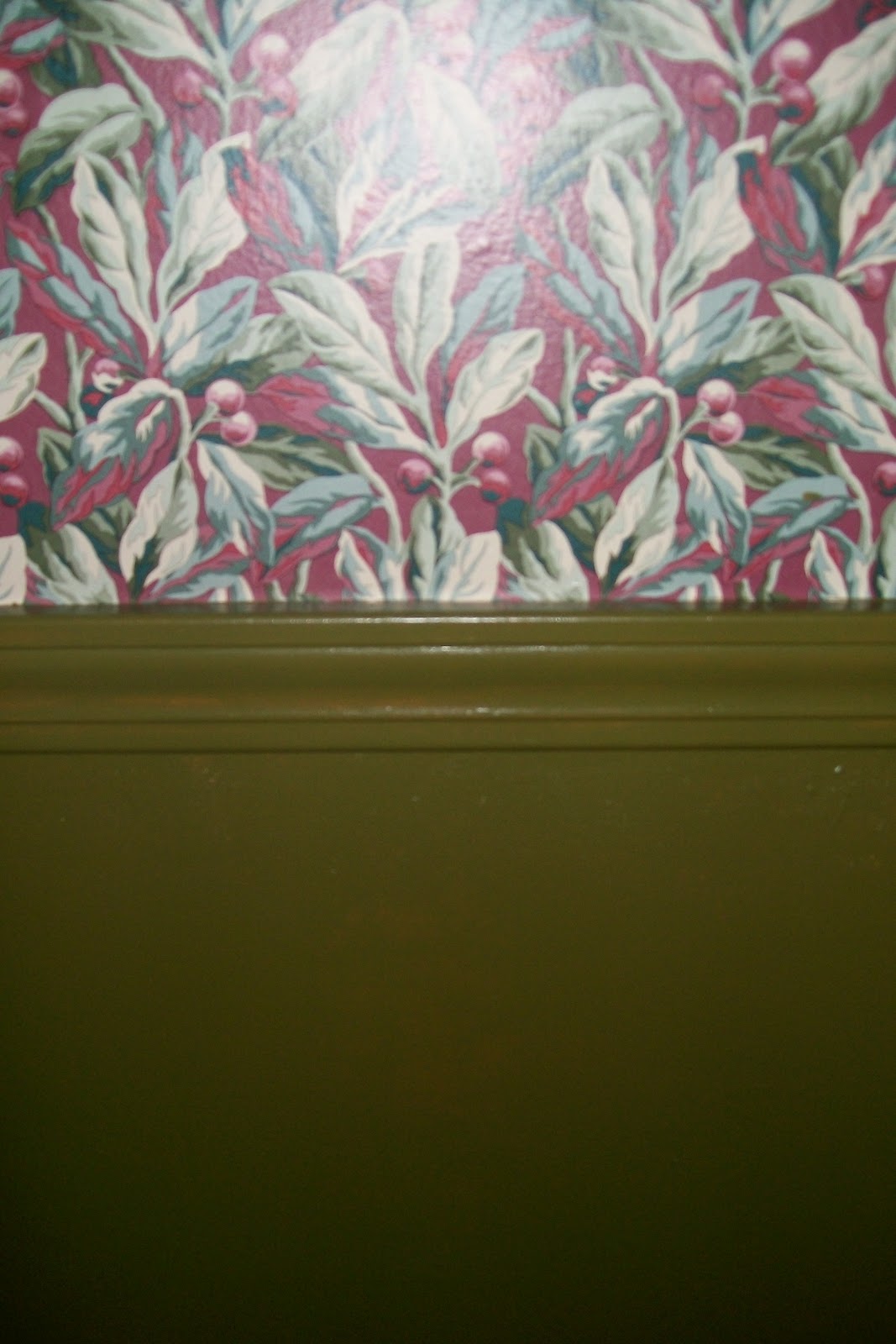 Wallpaper and painted dado rail, together at last.