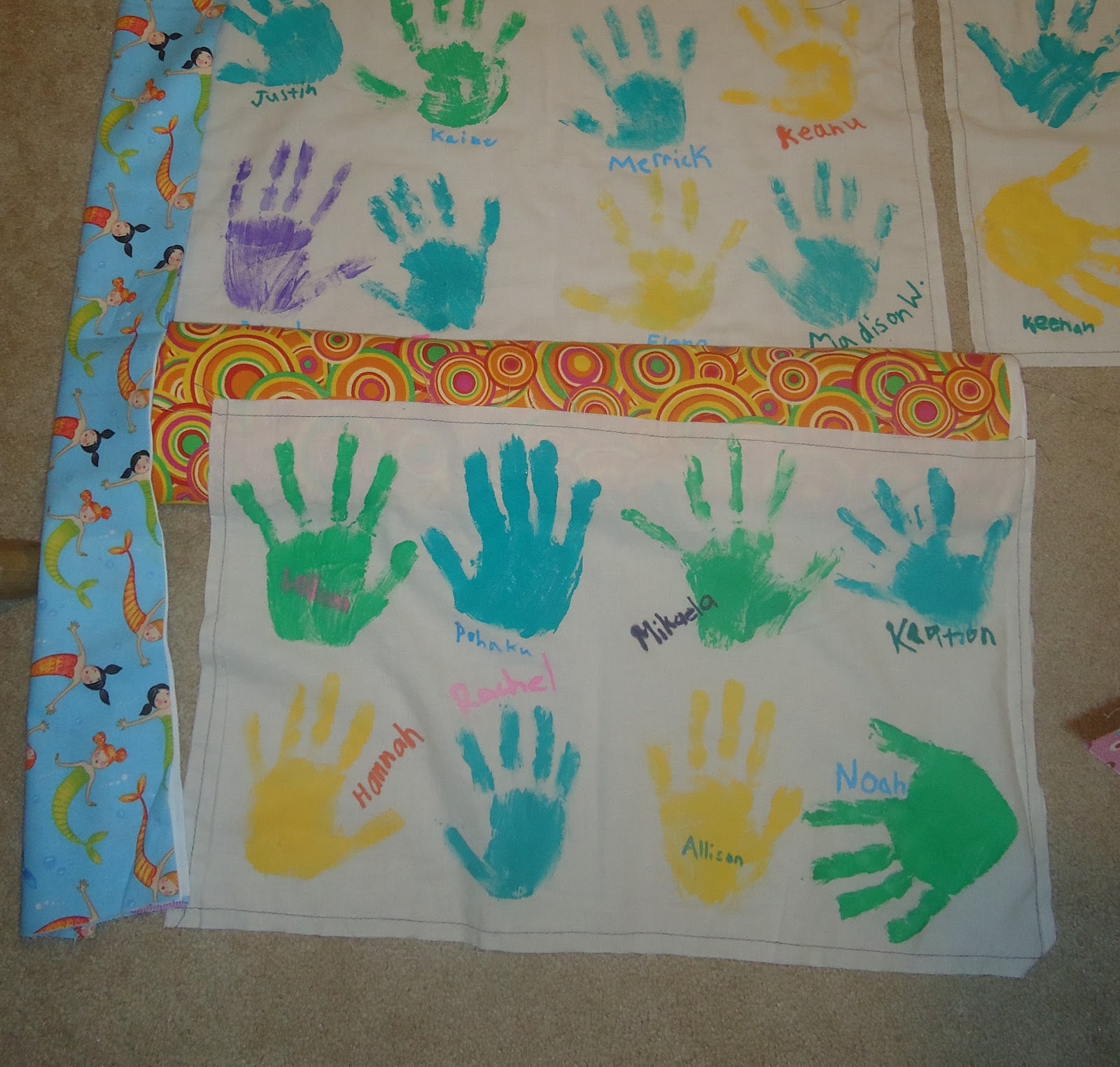 Handprint Quilt Polka Dot Palm Tree