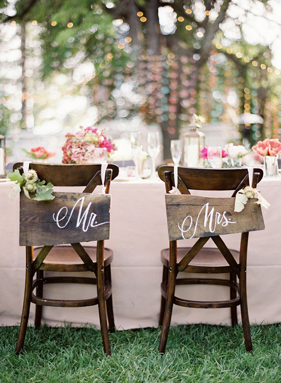 Mr and Mrs wedding chairs. Photo by Jose Villa via Elizabeth Anne Designs