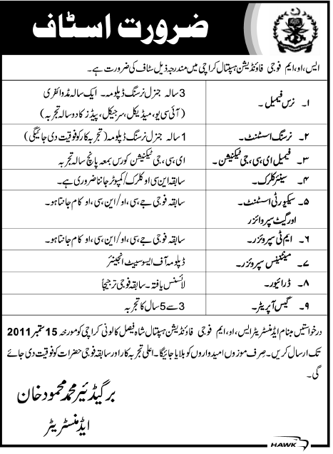 SOM Fauji Foundation Hospital Karachi Jobs