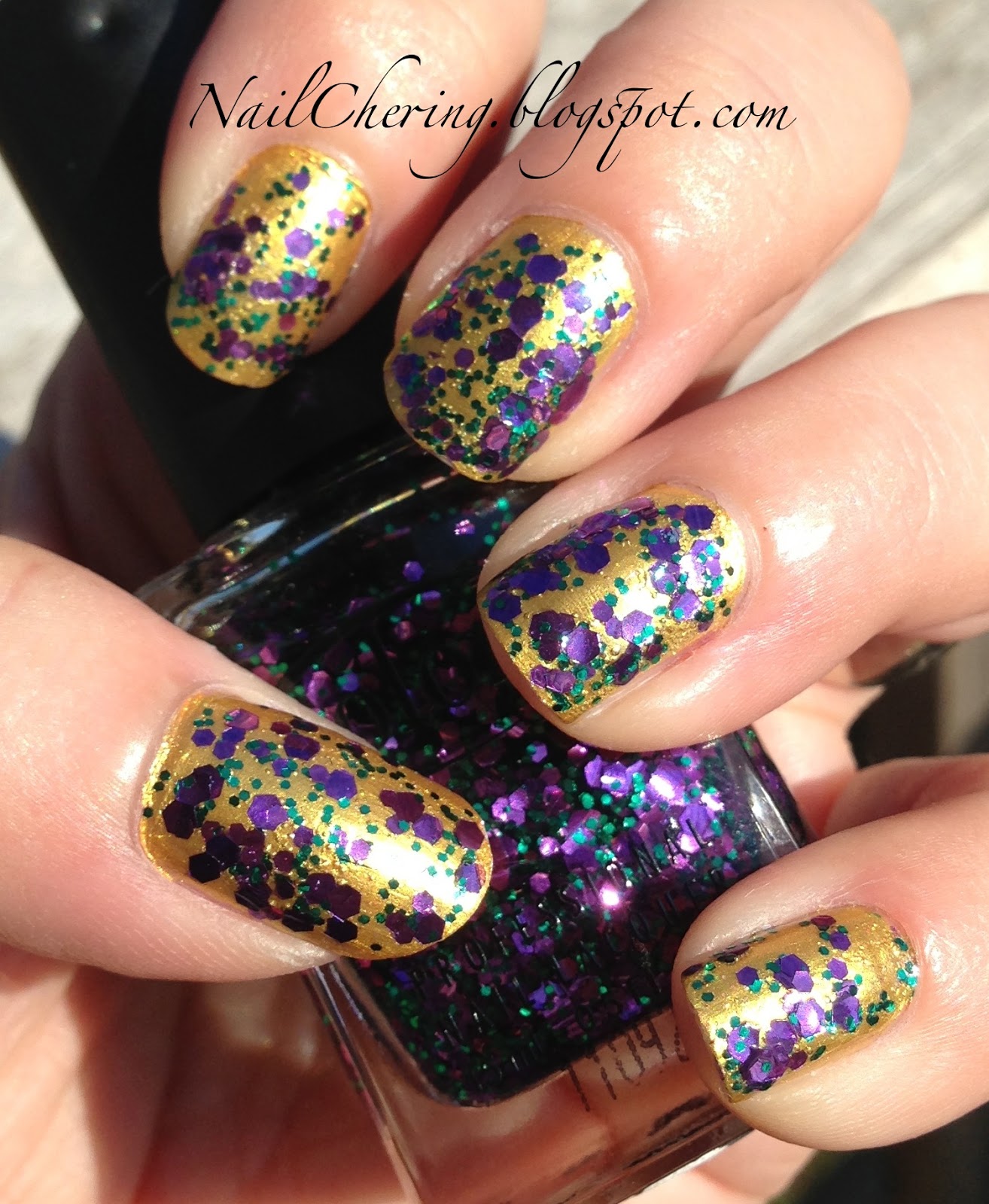 Nail "Cher"ing Mardi Gras Glitter