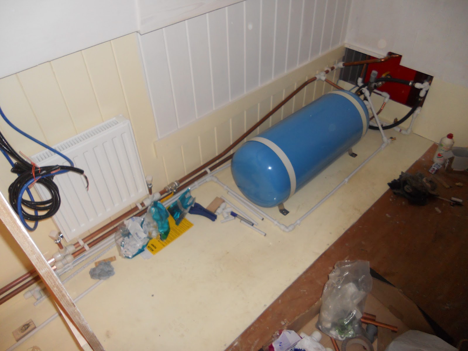 Harris & Watson Narrowboat Build Plumbing. C/H and calorifier