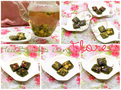 Té verde prensado con flores