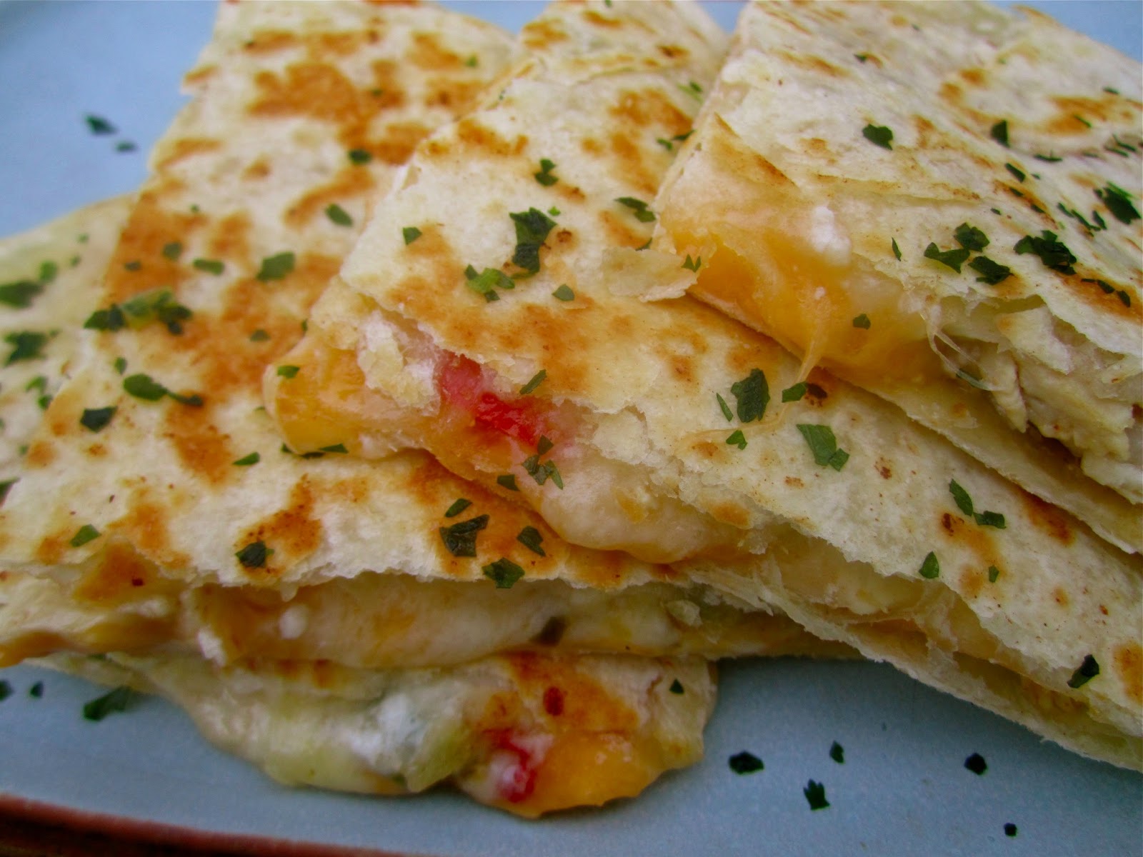 Stephanie Cooks Chicken, Corn and Pepper Quesadillas