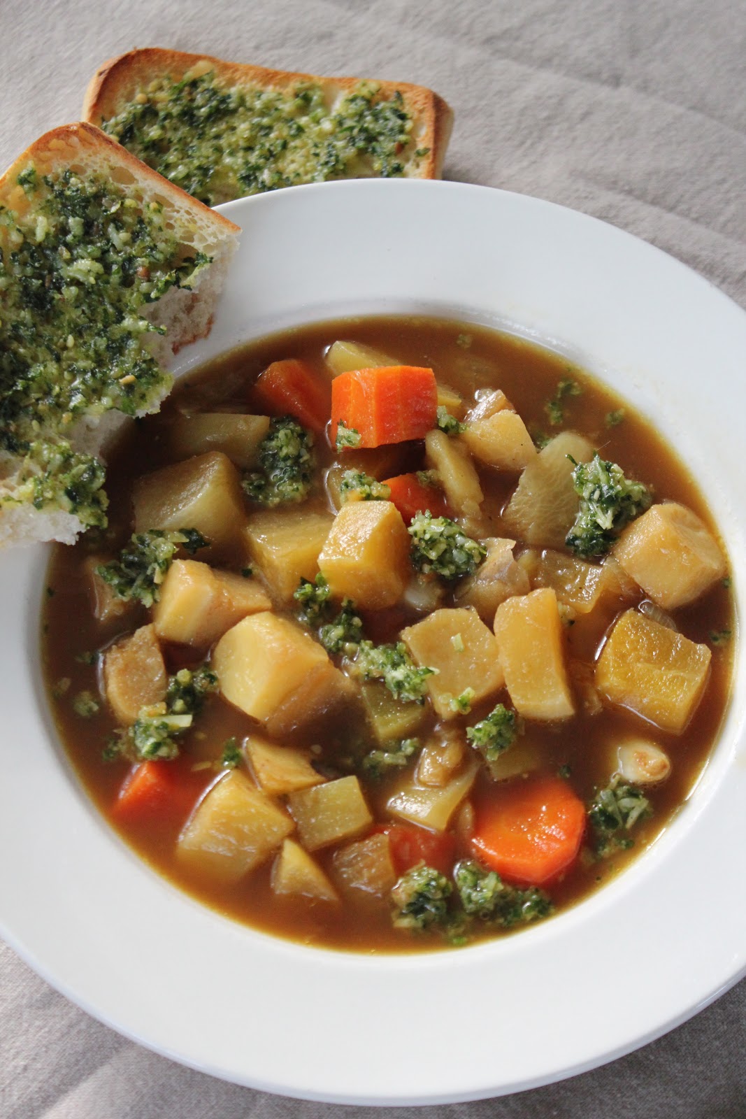 menuinseason root vegetable soup with parsley pesto