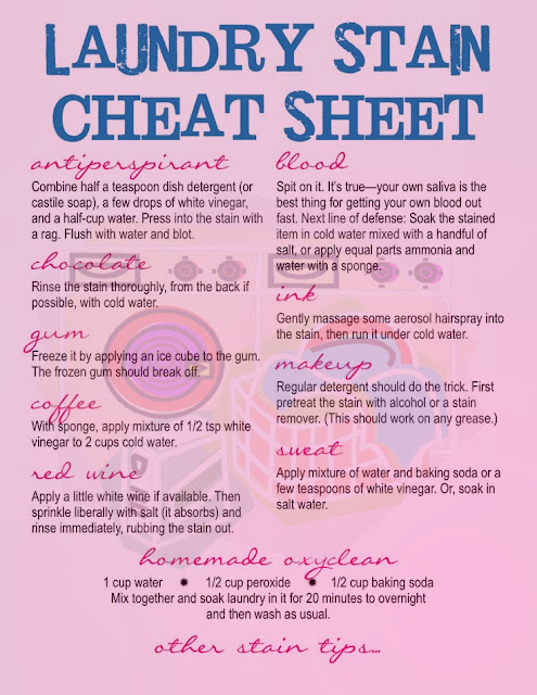 Laundry Stain Cheat Sheet