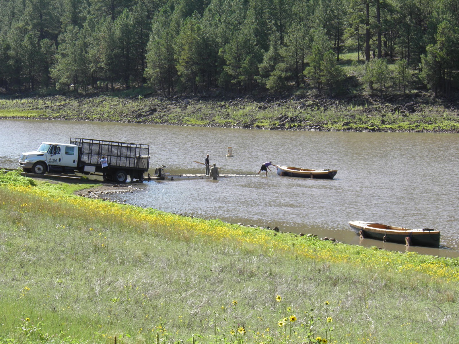 walking flagstaff Powell Expedition Boat Replica Loaded At Lake Mary